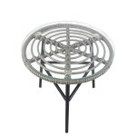 Τραπέζι Κήπου ArteLibre ARELLIUS Γκρι/Μαύρο Μέταλλο/Rattan/Γυαλί 45x45x46cm - Image 3