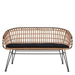 Καναπές Κήπου ArteLibre ARVENIUS Φυσικό/Μαύρο Rattan 124x57x77cm - Image 2
