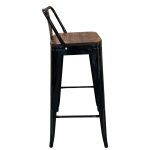 Σκαμπό Bar ArteLibre Βιομηχανικού Τύπου Vintage MOLERO II Μαύρο/Καφέ Μέταλλο/Ξύλο 44x44x94cm - Image 2