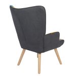 Πολυθρόνα ArteLibre BRIAR Κίτρινο/Μπλε Patchwork Ύφασμα/Ξύλο 73x69x96cm - Image 4