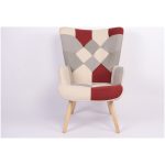 Πολυθρόνα ArteLibre BRIAR Μπορντό/Γκρι Patchwork Ύφασμα/Ξύλο 73x69x96cm - Image 5