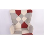 Πολυθρόνα ArteLibre BRIAR Μπορντό/Γκρι Patchwork Ύφασμα/Ξύλο 73x69x96cm - Image 7