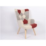 Πολυθρόνα ArteLibre BRIAR Μπορντό/Γκρι Patchwork Ύφασμα/Ξύλο 73x69x96cm - Image 10