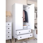 Ντουλάπα Δίφυλλη ArteLibre AMARI Λευκό Μοριοσανίδα 82x48x180cm - Image 3