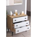 Συρταριέρα ArteLibre AMARI Δρυς/Λευκό Μοριοσανίδα 72x43x79cm - Image 3