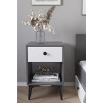 Κομοδίνο ArteLibre AMARI Ανθρακί/Λευκό Μοριοσανίδα 43x43x67.5cm - Image 3