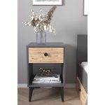 Κομοδίνο ArteLibre AMARI Ανθρακί/Δρυς Μοριοσανίδα 43x43x67.5cm - Image 3