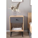 Κομοδίνο ArteLibre AMARI Δρυς/Ανθρακί Μοριοσανίδα 43x43x67.5cm - Image 3