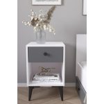 Κομοδίνο ArteLibre AMARI Λευκό/Ανθρακί Μοριοσανίδα 43x43x67.5cm - Image 3