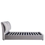 Κρεβάτι Διπλό ArteLibre ACAENA Γκρι Βελούδο 224x182.5x97cm (Στρώμα 160x200cm) - Image 2