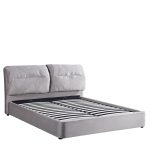 Κρεβάτι Διπλό ArteLibre ACAENA Γκρι Βελούδο 224x182.5x97cm (Στρώμα 160x200cm)