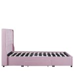 Κρεβάτι Διπλό ArteLibre ANNONA Ανοιχτό Ροζ Βελούδο 217x175x117.5cm (Στρώμα 160x200cm) - Image 2