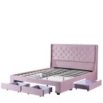 Κρεβάτι Διπλό ArteLibre ANNONA Ανοιχτό Ροζ Βελούδο 217x175x117.5cm (Στρώμα 160x200cm) - Image 7