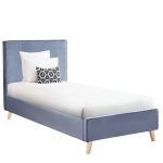 Κρεβάτι Μονό ArteLibre TULIP Σκούρο Γκρι Βελούδο 206.5x100.5x110cm (Στρώμα 90x190cm)