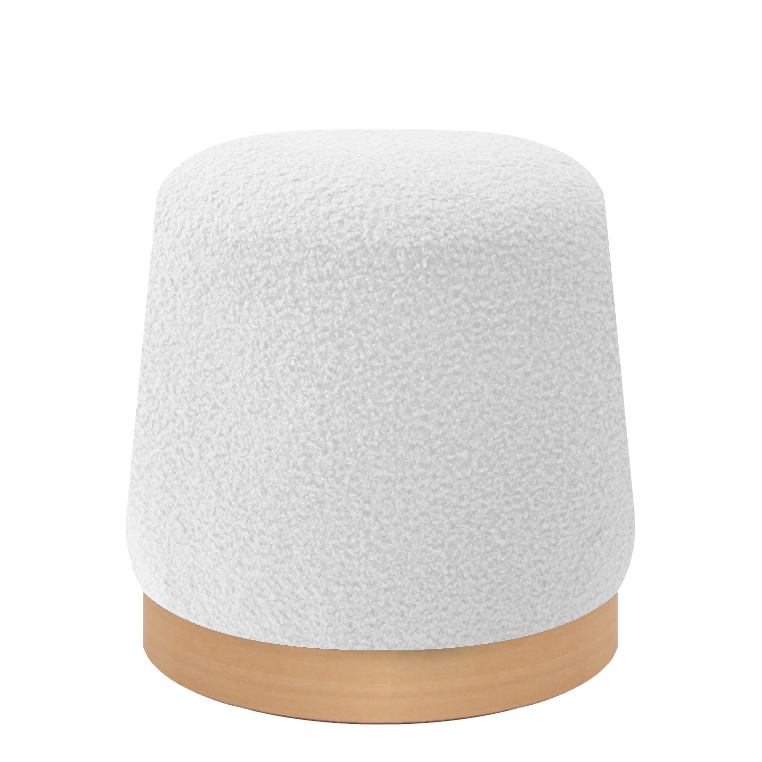 14940009 Σκαμπό ArteLibre PRIMULA Με Ξύλινη Βάση Λευκό Ύφασμα Teddy 38x38x41cm - Image 1