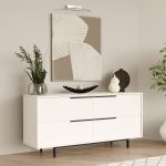 Μπουφές ArteLibre CARTMEL Λευκό Μοριοσανίδα/Μέταλλο 44.5x160x74.3cm - Image 2