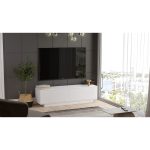 Έπιπλο Τηλεόρασης ArteLibre BRENT Λευκό Μοριοσανίδα 140x35.5x38.2cm - Image 4
