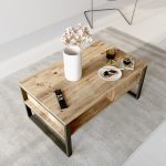 Τραπεζάκι Σαλονιού ArteLibre ALPERTON Φυσικό Μοριοσανίδα/Μέταλλο 100x59.7x44.4cm - Image 4