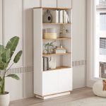 Βιβλιοθήκη ArteLibre BELMONT Πεύκο/Λευκό Μοριοσανίδα 75.5x26.8x168.3cm - Image 2