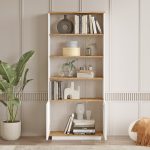 Βιβλιοθήκη ArteLibre BELMONT Πεύκο/Λευκό Μοριοσανίδα 75.5x26.8x168.3cm - Image 4