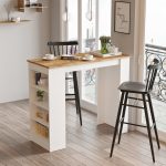 Τραπέζι Bar ArteLibre BROCKLEY Πεύκο/Λευκό Μοριοσανίδα 120x51.6x101.8cm - Image 2