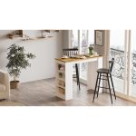 Τραπέζι Bar ArteLibre BROCKLEY Πεύκο/Λευκό Μοριοσανίδα 120x51.6x101.8cm - Image 3