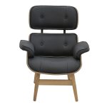 Πολυθρόνα relax Mirto pakoworld μασίφ ξύλο καρυδί -PU μαύρο 80x80x96.5εκ - Image 4