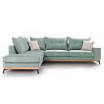 Γωνιακός καναπές δεξιά γωνία Luxury II pakoworld ύφασμα ciel-cream 290x235x95εκ - Image 2