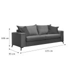 Καναπές Verona pakoworld 3θέσιος κρεμ ύφασμα με μαξιλάρια σε μέντα απόχρωση 225x93x100εκ - Image 4