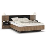 Κρεβάτι Romilly pakoworld μαύρο gloss-καρυδί 160x200εκ