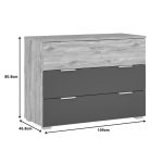 Συρταριέρα Kantri pakoworld σε sonoma - γκρι απόχρωση 109x46.8x80.8εκ - Image 2