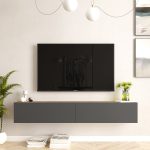 Έπιπλο τηλεόρασης επιτοίχιο Dello pakoworld ανθρακί-sonoma 180x31.6x29.6εκ - Image 4