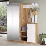 Έπιπλο εισόδου Doorse pakoworld μελαμίνης λευκό-sonoma 147.5x35x180εκ - Image 2