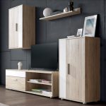 Σύνθετο σαλονιού Zafira pakoworld sonoma-λευκό 190x35x190εκ - Image 2
