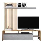 Σύνθετο σαλονιού Neo pakoworld σε oak-γκρι απόχρωση 190x40x200εκ - Image 2