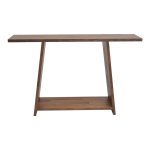 Κονσόλα Edgar pakoworld φυσικό ξύλο πεύκου 30mm καρυδί 139x29x90εκ - Image 2