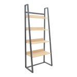 Βιβλιοθήκη Ryder pakoworld σε oak-μαύρη απόχρωση 75x36x185εκ