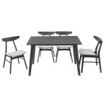 Tραπεζαρία Benson - Orlean pakoworld σετ 5τμχ rustic grey-ύφασμα γκρι 120x75x75εκ - Image 2
