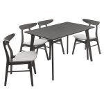 Tραπεζαρία Benson - Orlean pakoworld σετ 5τμχ rustic grey-ύφασμα γκρι 120x75x75εκ - Image 3
