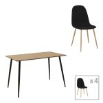 Τραπεζαρία Cuba-Bella pakoworld σετ 5τεμ mdf σε sonoma-ανθρακί απόχρωση 120x70x76cm