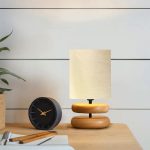 Επιτραπέζιο φωτιστικό Clarion pakoworld Ε14 μπεζ -καρυδί Φ15x35εκ - Image 2