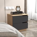 Κομοδίνο Verena pakoworld σε φυσική-ανθρακί απόχρωση 48x40x48εκ - Image 2
