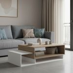 Τραπέζι σαλονιού Dekost pakoworld σε sonoma-λευκή απόχρωση 105x50x32εκ
