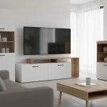 Έπιπλο τηλεόρασης Tobler pakoworld σε oak- λευκή απόχρωση 170x40x53εκ