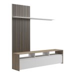 Σύνθετο σαλονιού Delfina pakoworld σε sonoma με λευκή απόχρωση 190x40x199.5εκ - Image 2