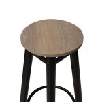 Σκαμπό μπαρ Onyx pakoworld ξύλο δρυς-μέταλλο μαύρο gloss Φ33x77εκ - Image 2