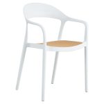 Πολυθρόνα Ember στοιβαζόμενη pakoworld με UV protection PP μπεζ- λευκό 52.5x56.5x81εκ.