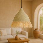 Φωτιστικό οροφής Boher Inart seagrass σε φυσική απόχρωση Φ60x99εκ - Image 2
