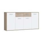 Μπουφές Drepen pakoworld μελαμίνη σε λευκό και sonoma χρώμα 162.3x34.2x81.7εκ - Image 2