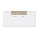 Μπουφές Drepen pakoworld μελαμίνη σε λευκό και sonoma χρώμα 162.3x34.2x81.7εκ - Image 3
